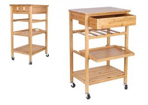 China Hot Sale High Quality Decor 4-Tier Bamboo Home Furniture Kitchen Trolley on sale