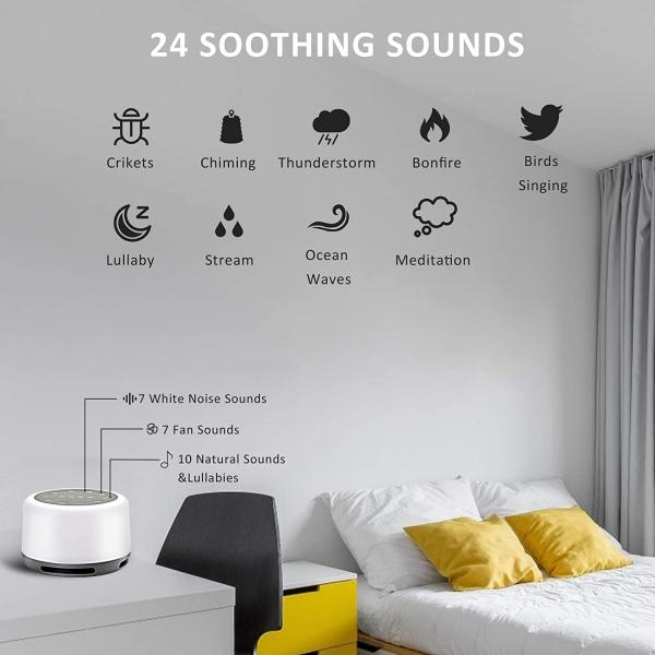 White Noise Sleep Machine With 24 HIFI Soothing Sounds Color Night Light Rechargeable Portable Sleep Machine For Baby Ad