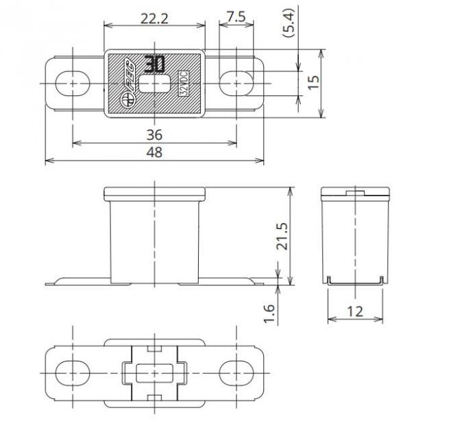 SBFC-CT Bolted Fix PEC JCASE Slow Blow Square Auto Fuse DC32V 30A To 140A 1