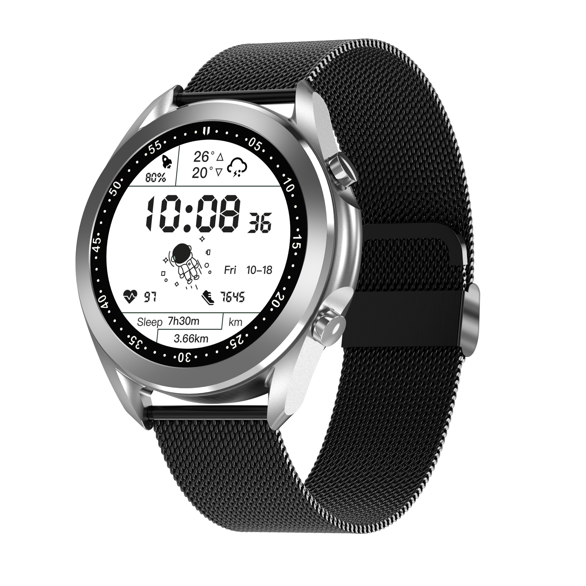 Qianrun Round Blood Pressure Bt Call Heart Rate Monitor Smartwatch Dw95