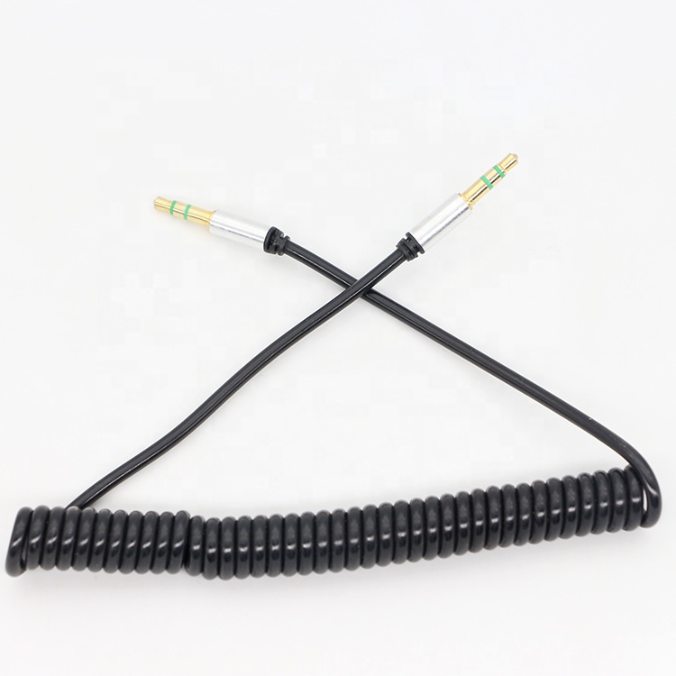 Coiled Spiral Spring Male to Male 3.5mm Jack Auxiliar Aux Audio Cable