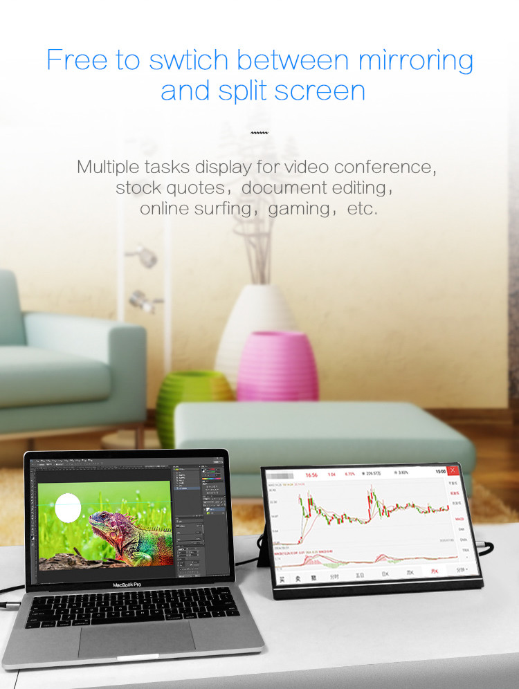 DC 5V 2A HDR 14 Inch LCD 800:1 Contrast USB Powered Touch Screen Monitor
