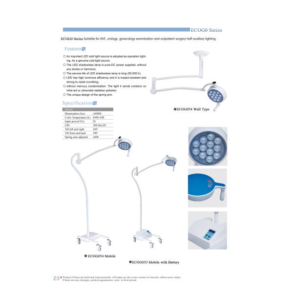 4500K Medical Examination Lamp 40000 lux Examination Light With Stand