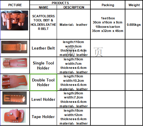 Real Leather Scaffolding Tools And Belts With Black / Brown Tool Bags