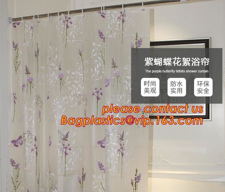 Eco-friendly Full Printed PEVA bath Shower Curtains, butterflies PEVA shower curtain, Printed shower curtain liners,PEVA