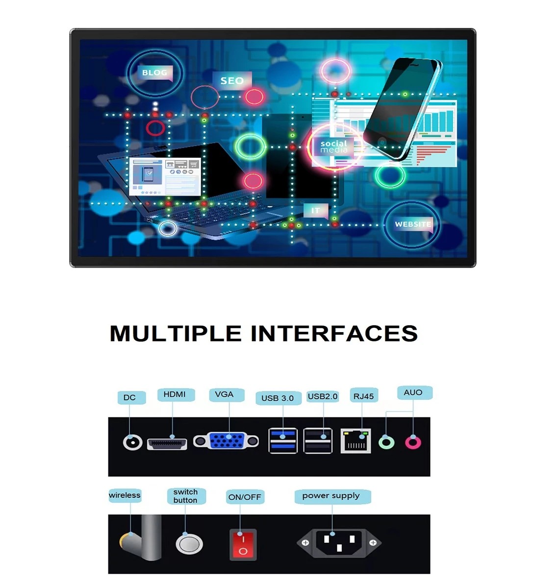 1920 X 1080 Resolution Interactive Self Service Kiosk 350cd/M2 Android