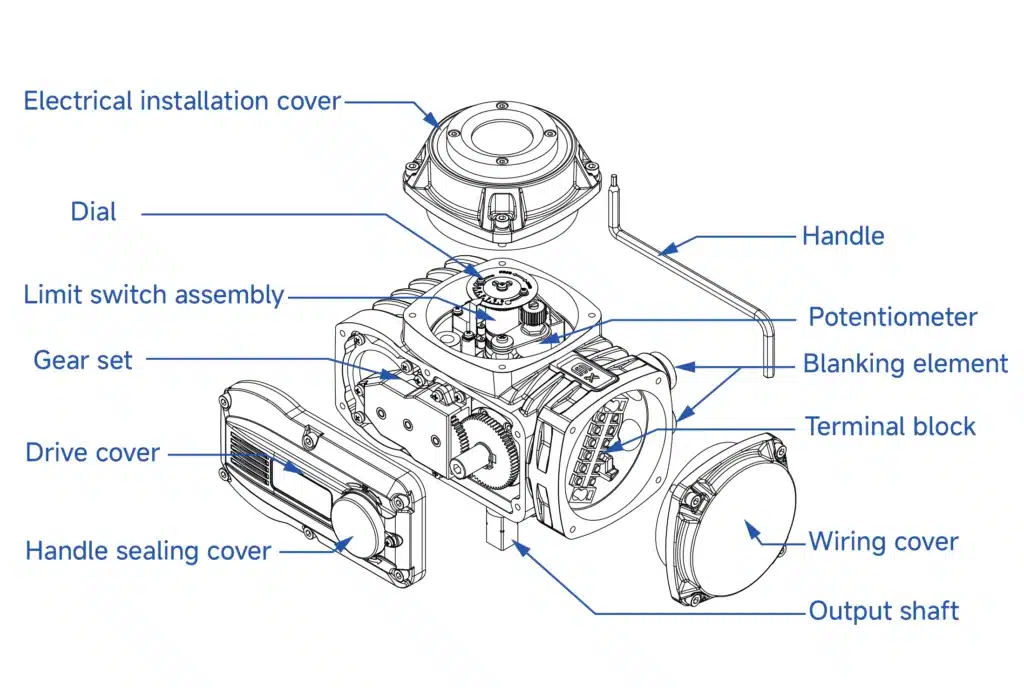 Explosion Proof Electric Actuator 600N·m IP67 CNEX ATEX Certified Ex db ⅡC T6 Gb For Plug/ball/butterfly Valves in Oil & Gas Plumbing Systems and