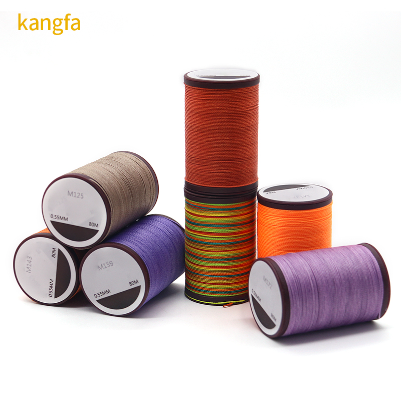 Plastic Cone Polyester Round Braid Waxed Thread for Shoes Sewing 0.35mm 0.45mm 0.65mm