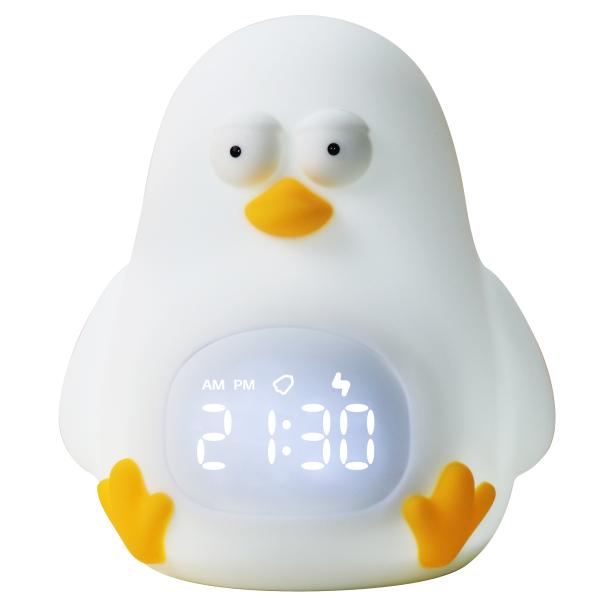 Animal Shaped Silicon Led Night Light With Digital Table Alarm Clock Up Toys For Kids Room