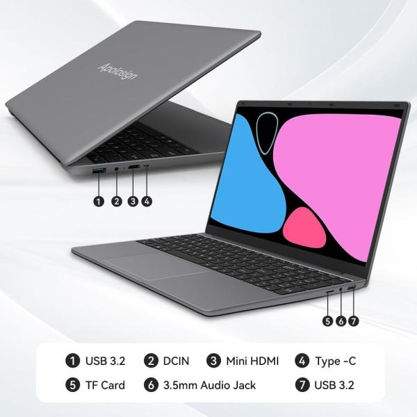 12GB RAM 512GB SSD 15.6" Full HD Laptop Dual Speakers-Gray intel celeron n5095 laptop