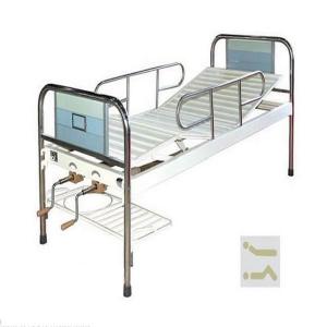China Hospital Furniture Manual Patient Bed With Two Cranks Back Panel Made By SS Frame With Laminated Panel on sale