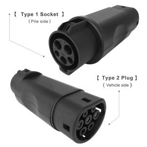 China EVSE Adaptor 16A 32A Electric Vehicle Car EV Charger Connector Type 1 To Type 2 EV Adapter on sale