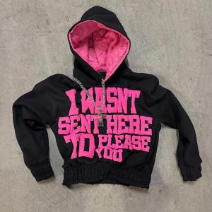 Custom Puff Print Double Layer Hoodie Pullover No String Tight Waist Heavyweight Fleece Sweatshirt Cropped Hoodies Wholesale