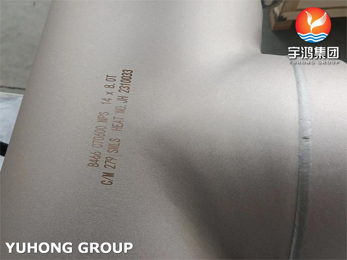 ASTM B466 C70600 Copper Nickel Alloy Pipe Fitting , Buttweld CuNi 90/10 Equal Tee