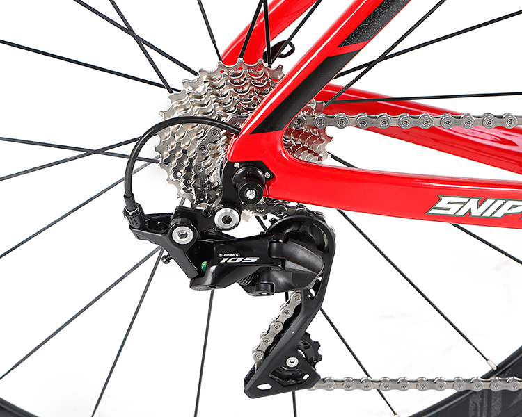 Anti Skid Carbon Fiber Road Bike , Red Carbon Race Bike Flat Welding Technology