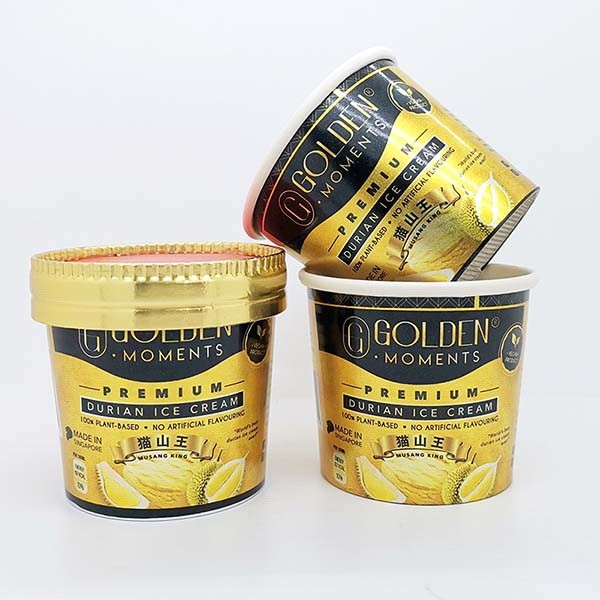 Disposable custom printed ice cream paper cup thickened yogurt paper packaging with paper lid