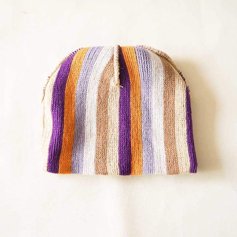 New production Cheap Custom Winter colorful cool colorful striped Knitted Beanie Hat Cap for teenagers kids