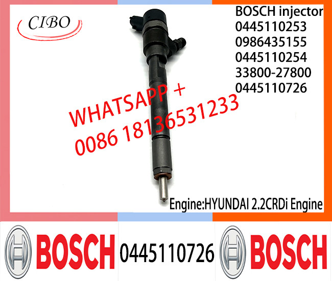 BOSCH Diesel Engine Fuel Injector Assembly 0445110253 0445110254 0445110726 0986435155 33800-27800 For HYUNDAI 2.2CRDI