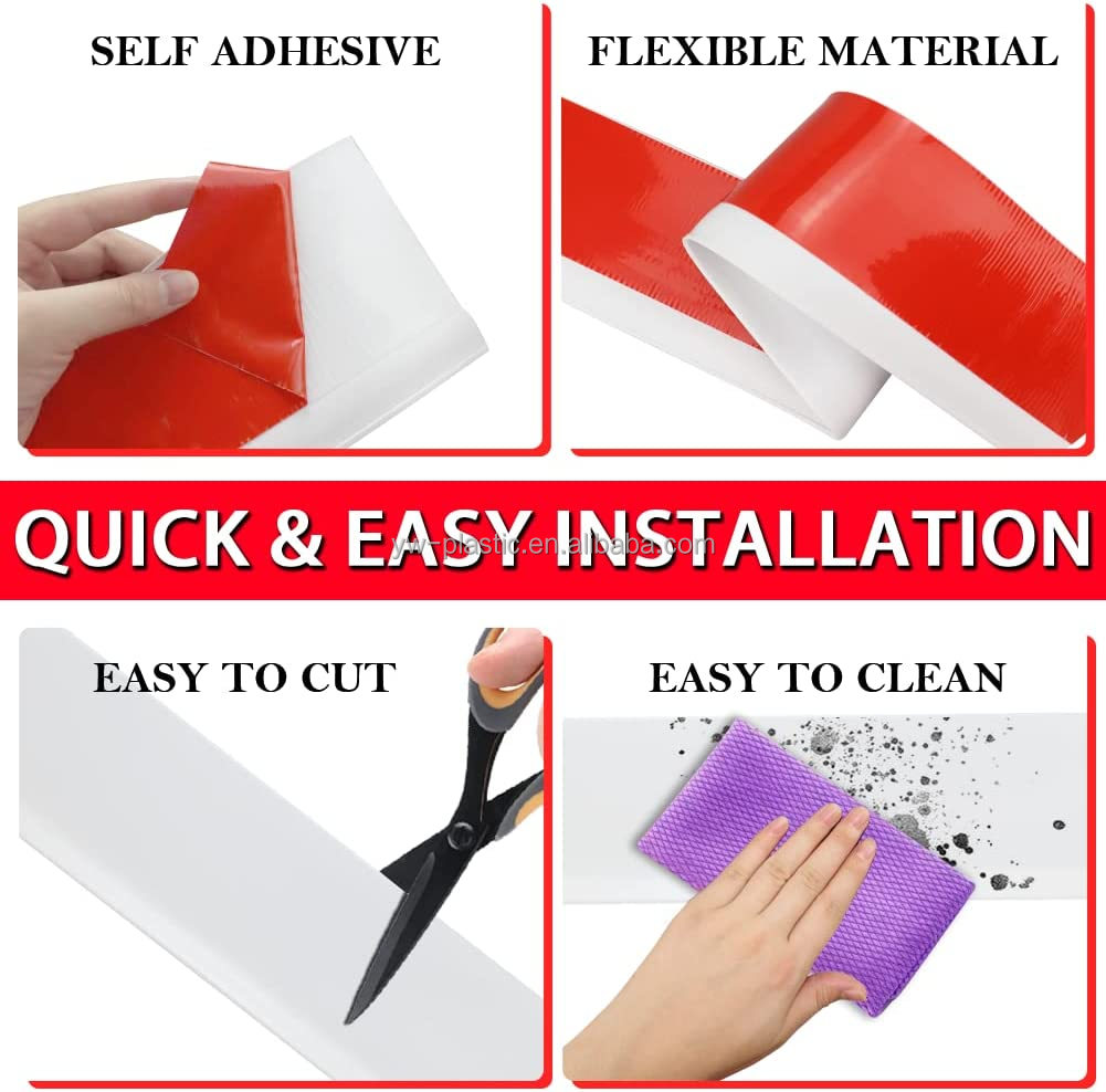 4" 6" Vinyl Wall Cove Base Adhesive Rubber Baseboard Customizable and Easy to Install