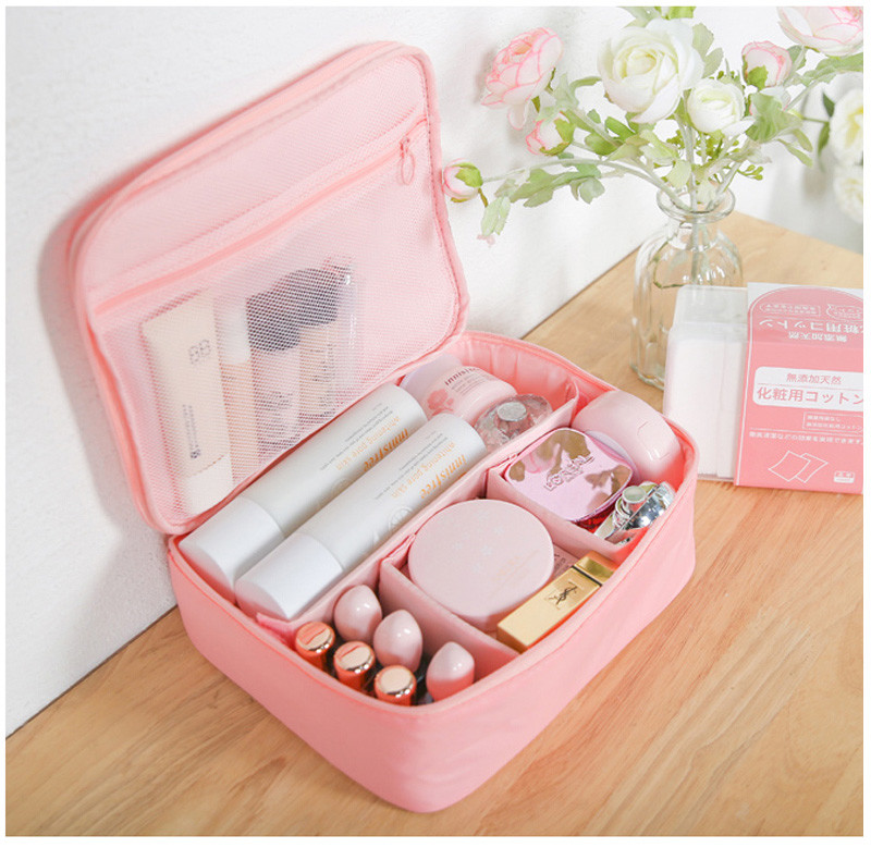 Striped Polyester Cosmetic Bag