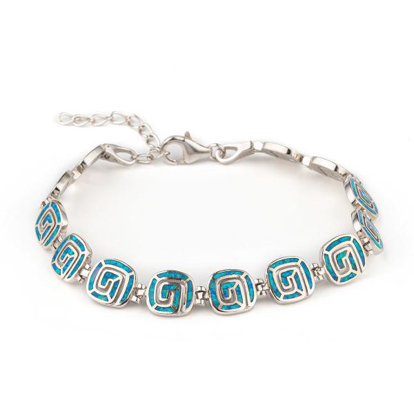 925 With Sterling Silver Quanlity Opal Greek Emerald Birthstone Infinity Key Opal Bracelet