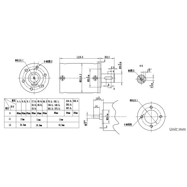 PG52A-PM-ST Powder Metallurgy Straight Teeth Planetary Reducer Gearbox 52mm Dia