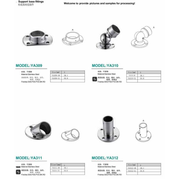 SS304 Round Tube Post Base Plate Brackets | Stainless Steel Balustrade Mounting Fittings for Handrail & Railing Installations