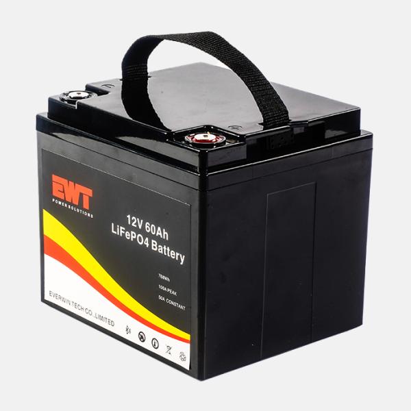 Balck 12V 60Ah LFP Lithium Iron Phosphate Battery Pack for Solar Energy System Replacement