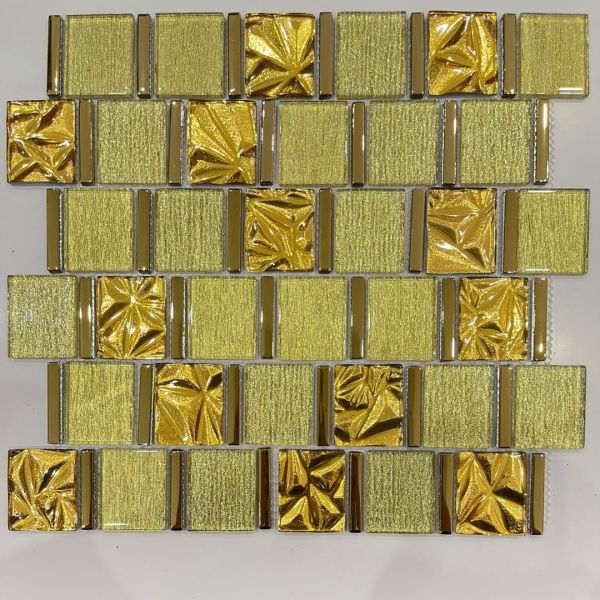 Kitchen Backsplash Gold and yellow Decorative Mosaic Glass Wall Tile