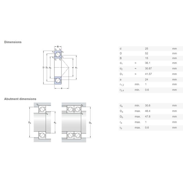 25×52×15mm NSK Angular Contact Ball Bearing , V Groove Guide Bearing For High Frequency Motors