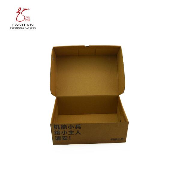 Brown Kraft Corrugated Boxes Watermark White Logo Varnish Kraft Paper Shoe Box
