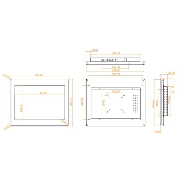 Waterproof Signal LVDS 262K 15”Capacitive Touch Monitor