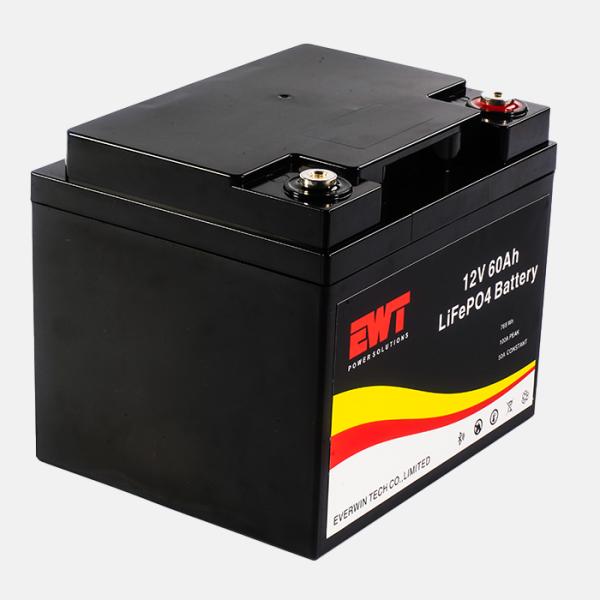 Balck 12V 60Ah LFP Lithium Iron Phosphate Battery Pack for Solar Energy System Replacement