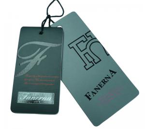 China Custom Double Printed Black Cardboard Hang Tag For Garments 120 * 60 mm on sale