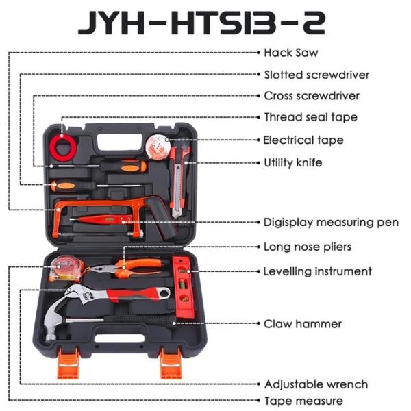 JYH-HTS09-4 Black Household Tool Box Set 8 Piece Mechanic Toolbox Set With Hammer