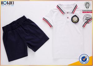 Custom school uniform polo t shirts with stripe collar and cuff  for boys and girls