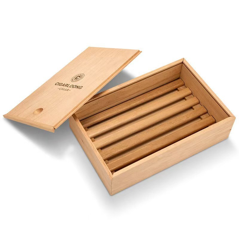 Pine cigar box rectangular with lid tobacco packaging wooden color multi moisturizing pack cigar boxes