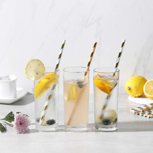 Gold Foil Jumbo Paper Straws , Eco - Friendly Paper Straws For Restaurants