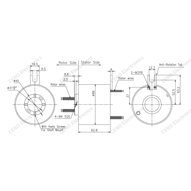 31mm Ethernet Hollow Bore Slip Ring