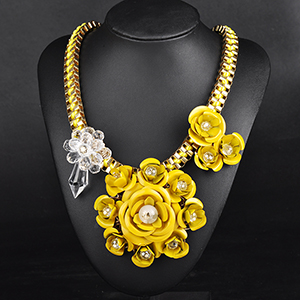 Hot Sale Fashion new multi color flower necklaces pendant chunky statement necklace