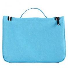 Sky Blue Canvas Ladies Makeup Case Women Toiletries Bag