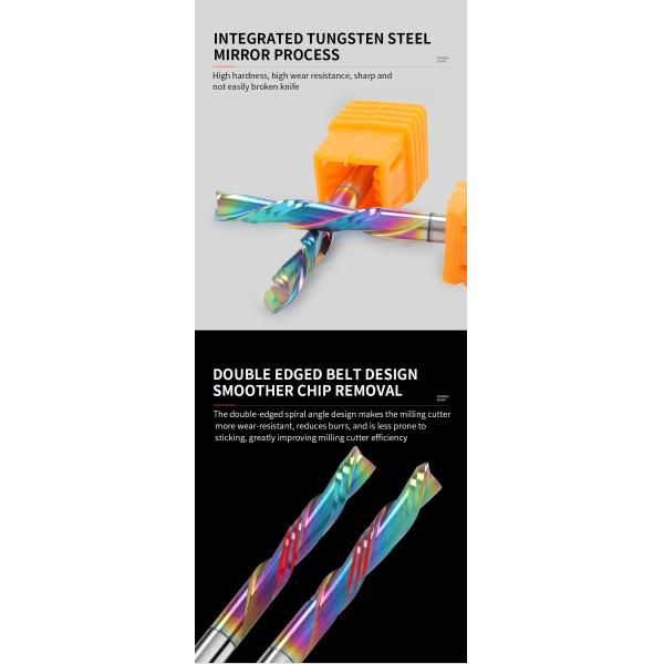 YINGBA Endmill Carbide Hrc55 2 Flute Down Cut Spiral End Mill Custom Cutting Tool Cnc End Mill Cnc End Mill Router Bits for Wood