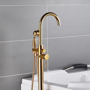 Quality OEM ODM Gold Floor Mounted Bathtub Faucet Beautiful Floor Mount Tub Faucet TUV wholesale
