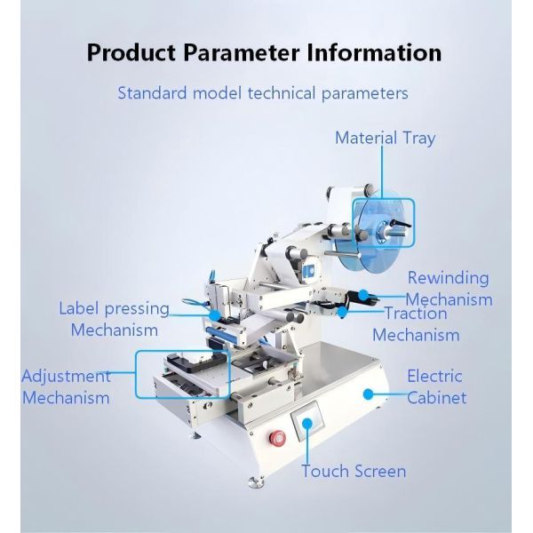 Semi-automatic Flat-labeling Machine CH-615 for Plastic Boxes and Conical Bottles and Capable of Applying Anti-counterfeiting Labels
