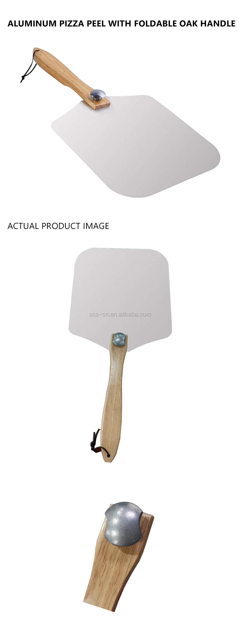 12"*14"*25'' Bandejas De Pasapalos De Piedra Aluminum Metal Pizza Peel Foldable Wood Handle Pizza Scoop Foldable