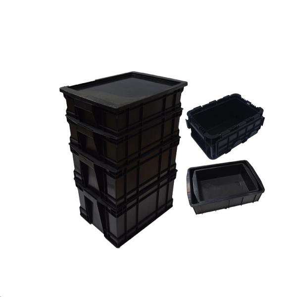 Anti-Static Conductive Cleanroom ESD Bin Tray With Dividers Black Antistatic Containers ESD Plastic Box With Cover