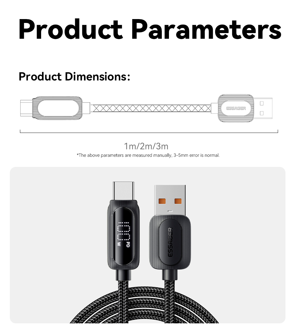 Cotton Yarn USB A To Type C Cable 100W ESSAGER ES-X57 Series
