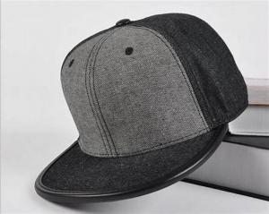 China Leather Brim Wool Mens Fitted Baseball Hats , Strap Snapback Hats Embroidering Blank on sale