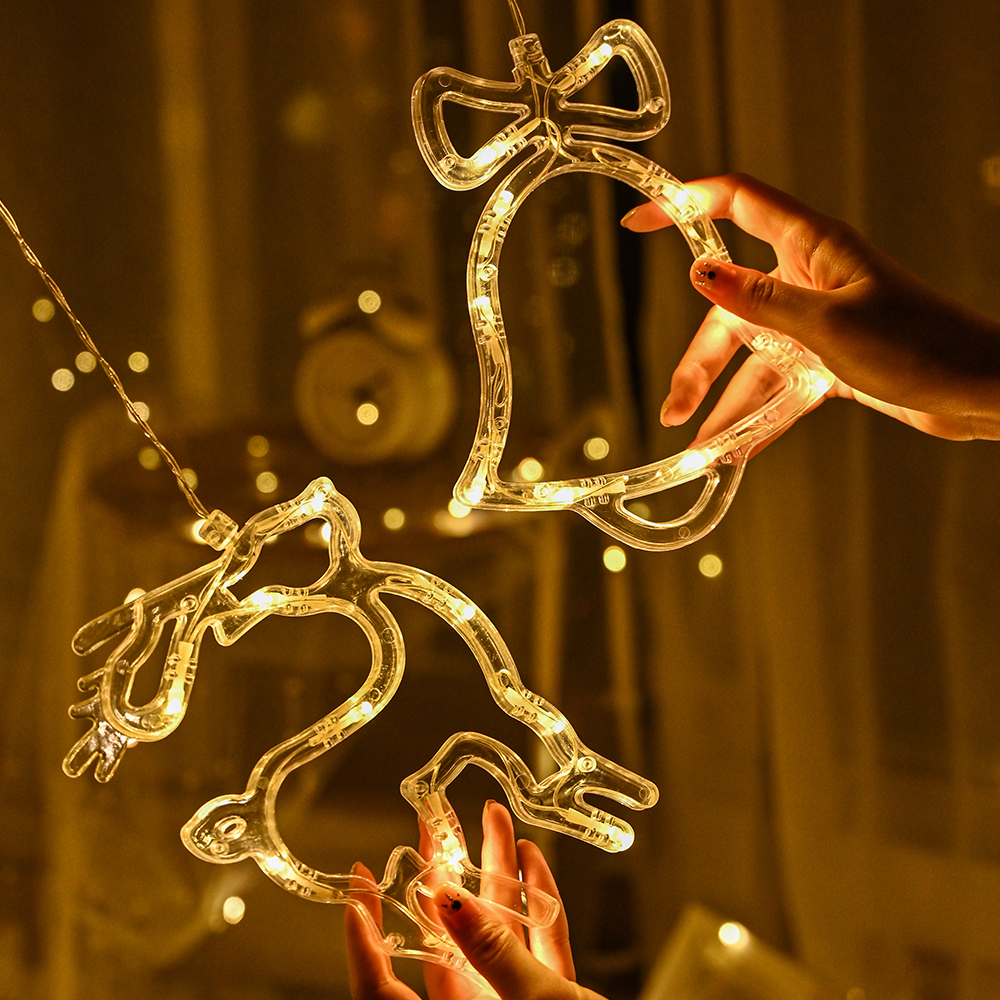 3.5M LED Star Deer Tree Bell 220V 110V Christmas Garland Fairy Curtain String Lights For Home New Year Wedding Party Dec
