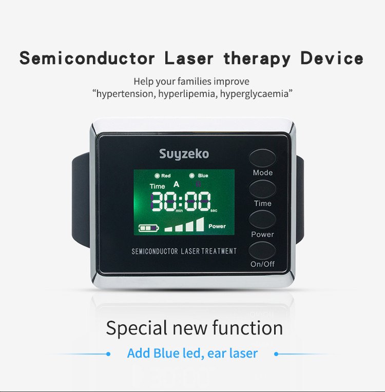 1600mah Reduce Blood Pressure Medical Laser Watch 650nm Laser Treatment Equipment